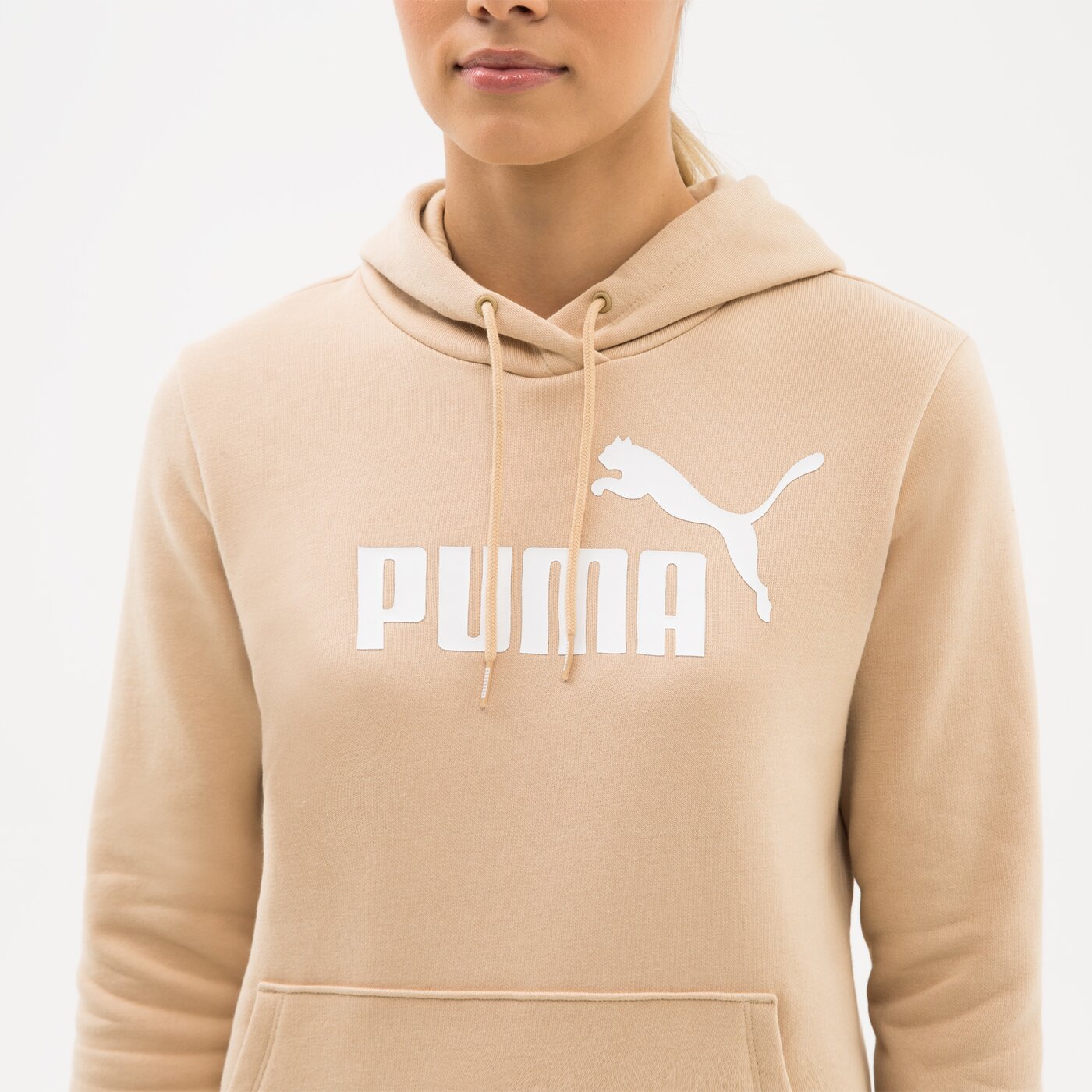 PUMA BLUZA Z KAPTUREM ESS LOGO FL S 586789 67 BEŻOWY Damskie