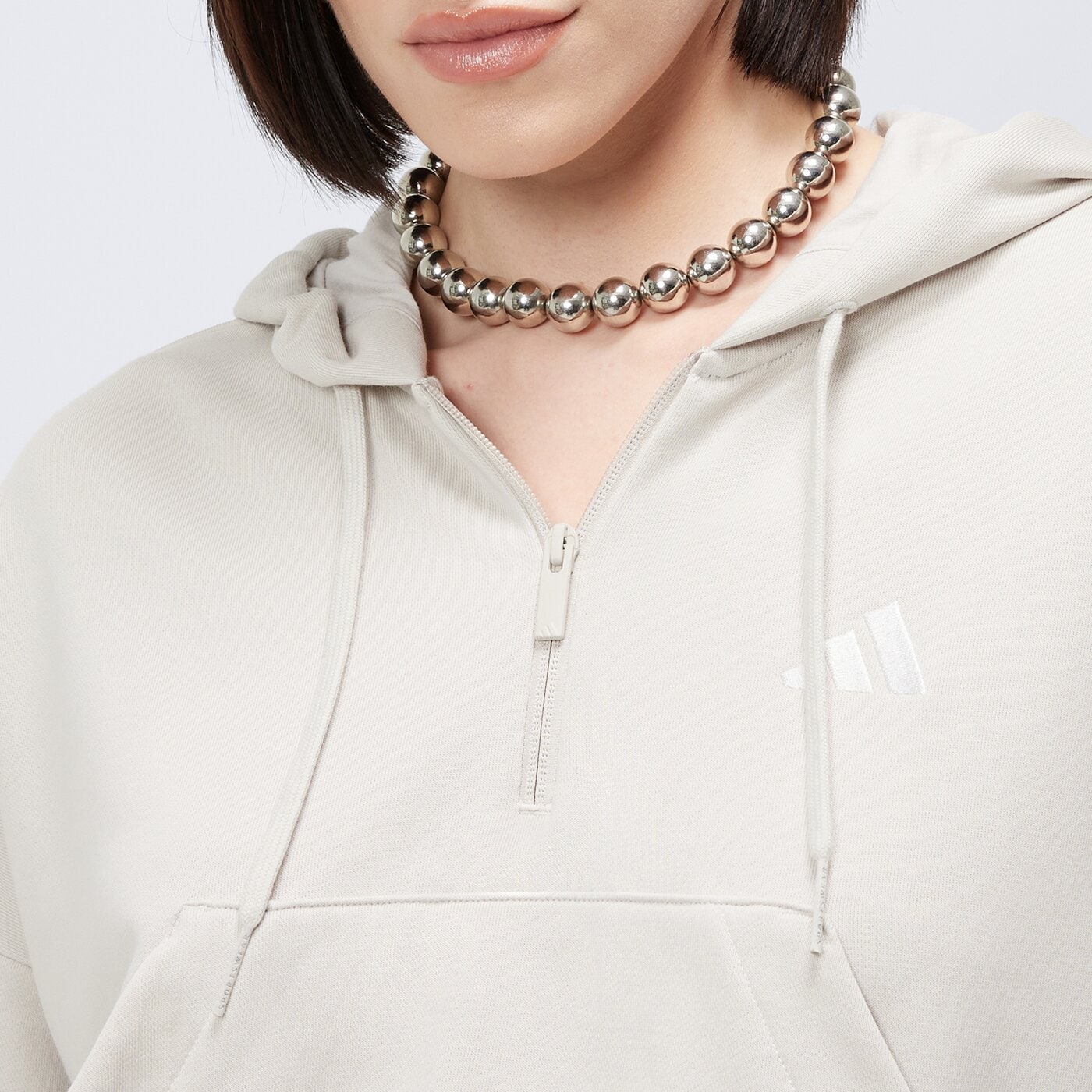 Bluza damska ADIDAS BLUZA Z KAPTUREM W 3S FT QZ HD jn1958 kolor beżowy