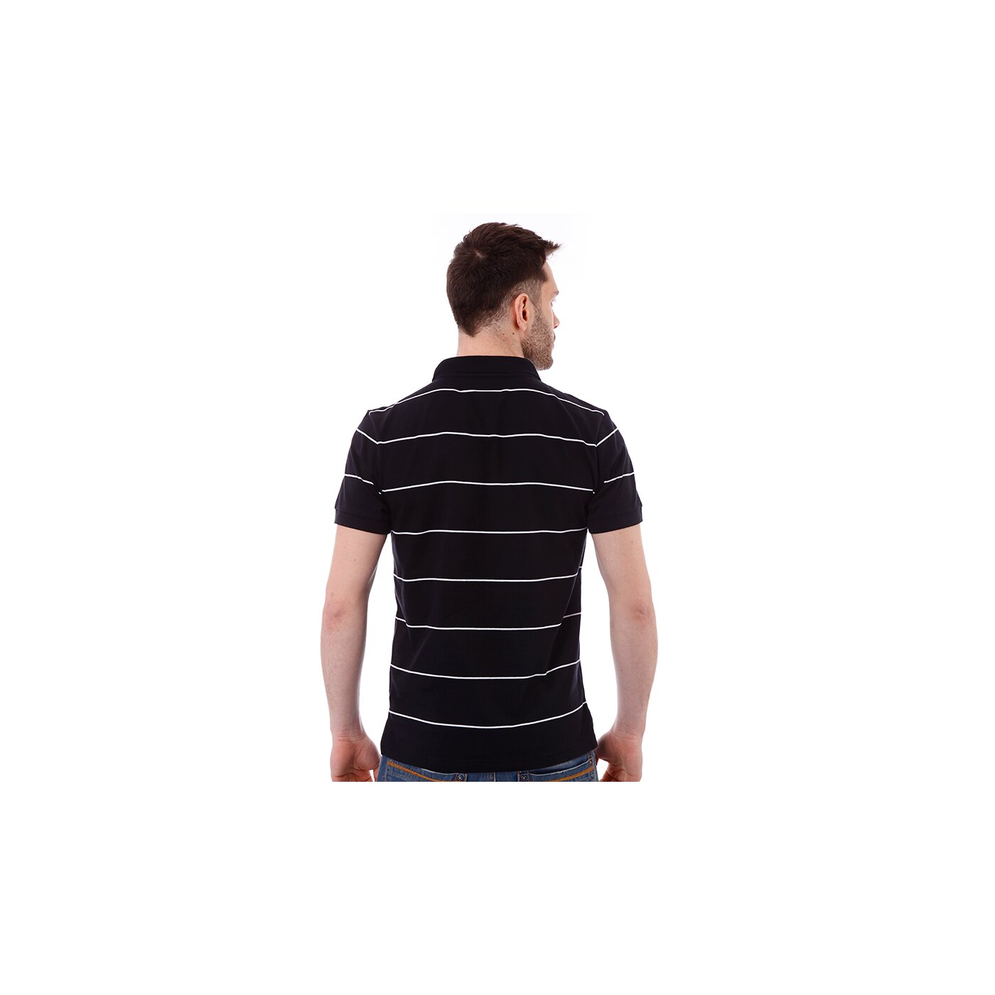 Koszulka polo męska NIKE POLO STRIPE JERSEY POLO 521559010 kolor czarny