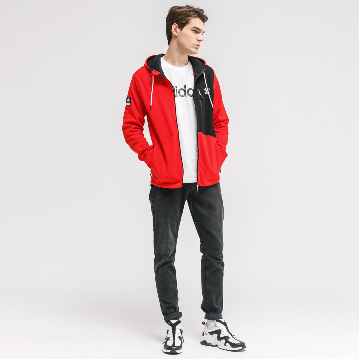 Bluza męska UMBRO BLUZA ROZPINANA Z KAPTUREM ALEK ul320blm10002 kolor czerwony