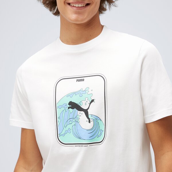Koszulka męska PUMA T-SHIRT GRAPHICS WAVE 67448302 kolor biały