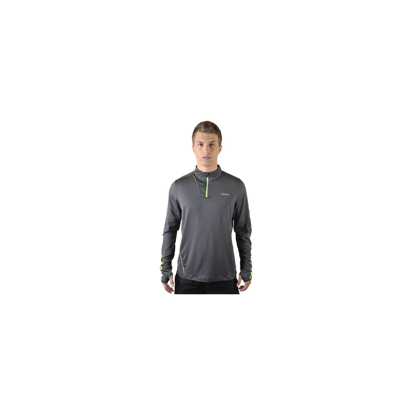 Bluza męska REEBOK BLUZA   PRE ZIG 1/4 LS GRAVEL o43873 kolor szary