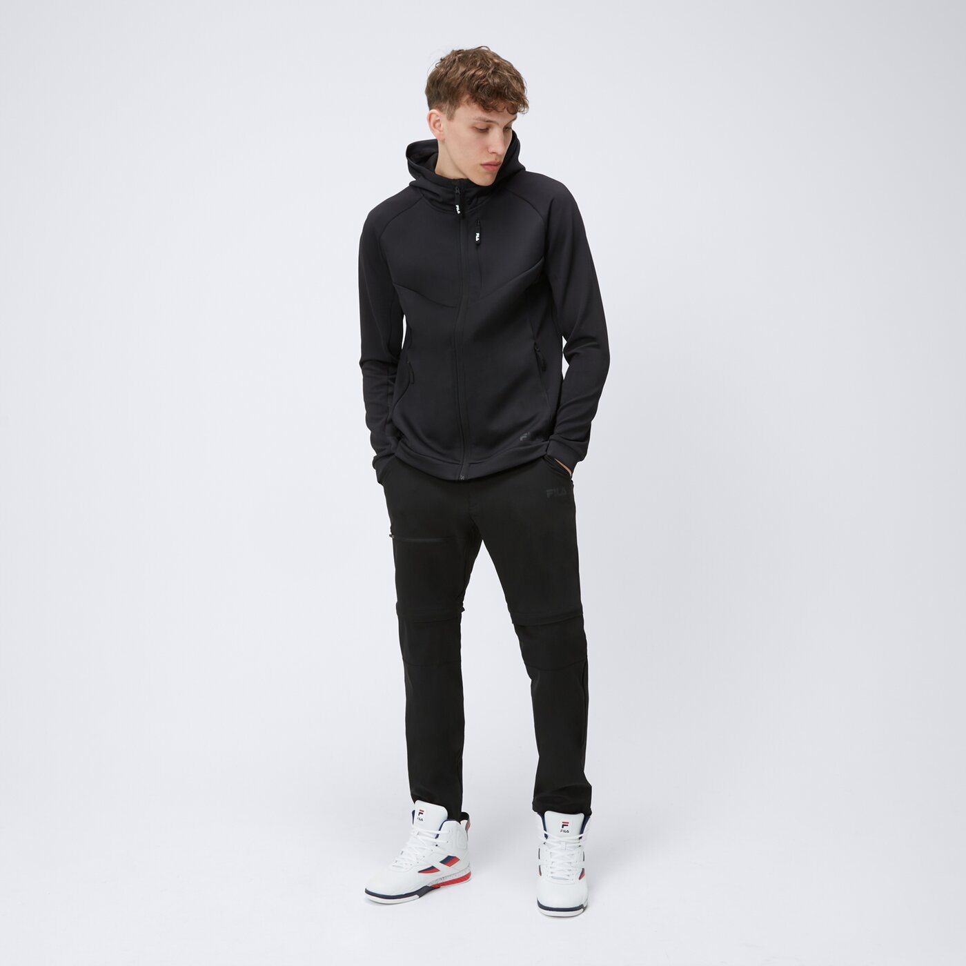 Bluza męska FILA BLUZA ROZPINANA Z KAPTUREM FLATEY fi124blm61000 kolor czarny