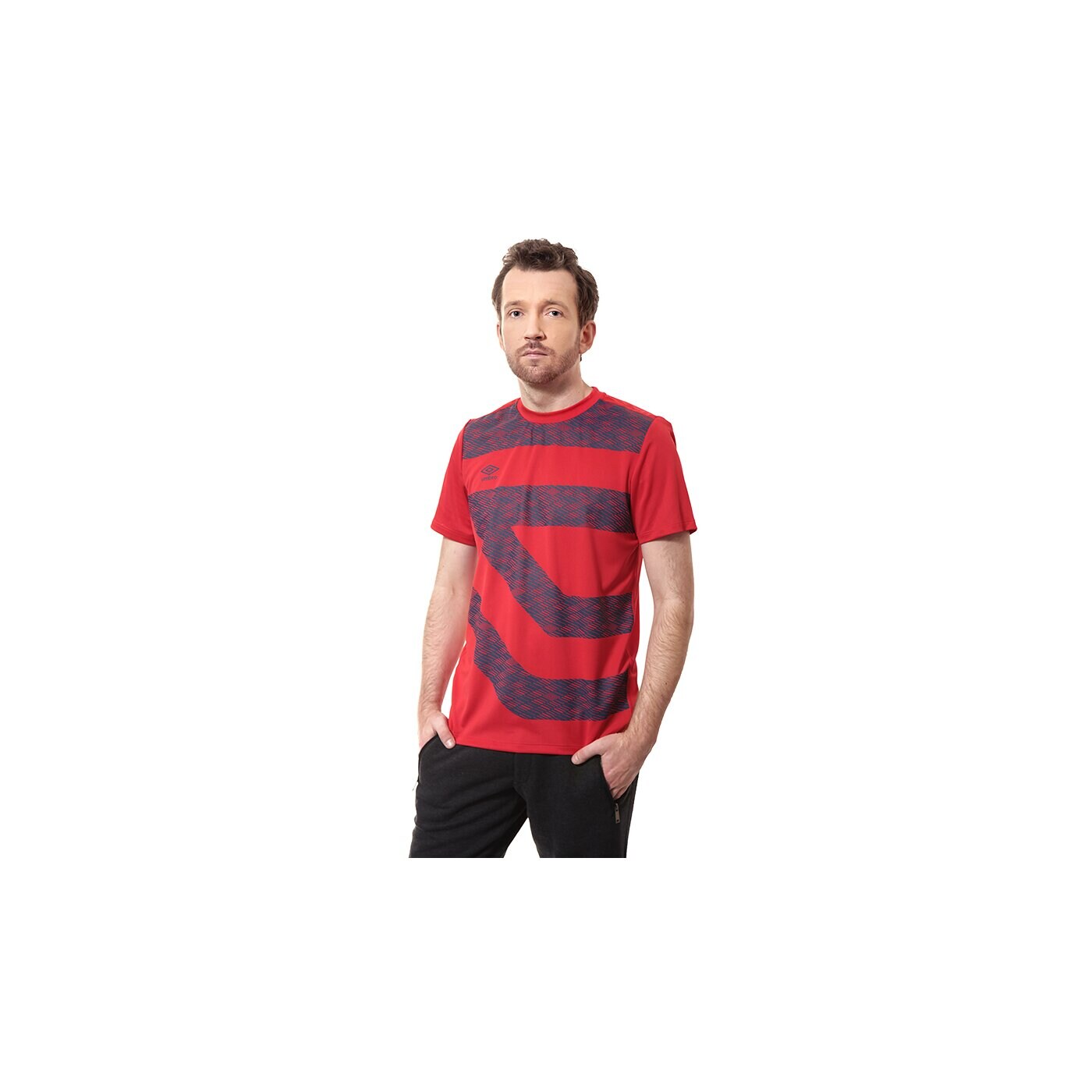 Koszulka męska UMBRO T-SHIRT TRAINING DIAMOND GRAPHIC POLY TEE 62571u7ra kolor czerwony