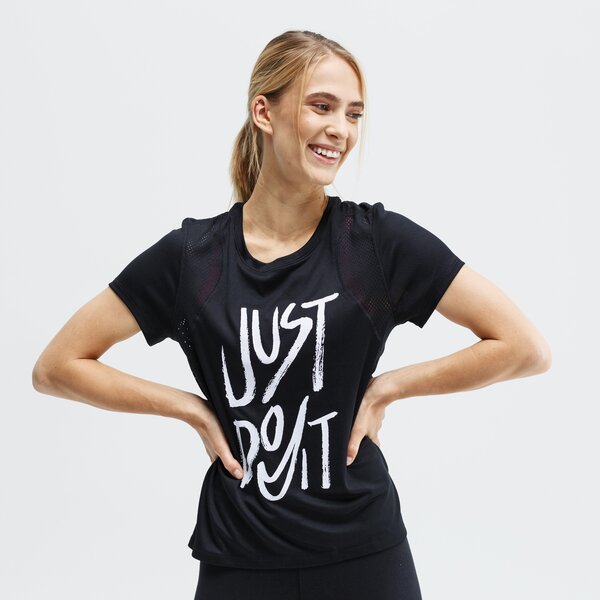 Koszulka damska NIKE T-SHIRT SS W NK RUN SS GX bv2910-010 kolor czarny