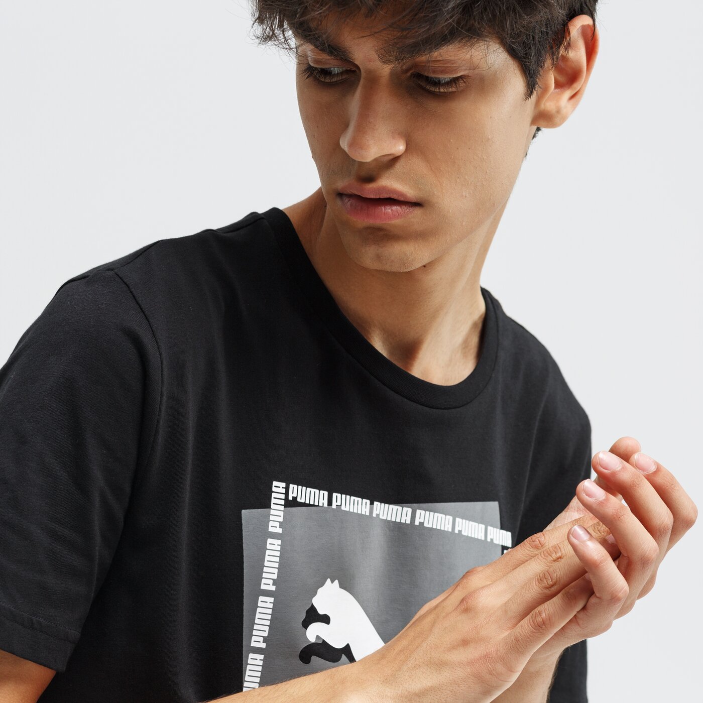 Koszulka męska PUMA T-SHIRT SS CAT BRAND GRAPHIC 58018601 kolor czarny