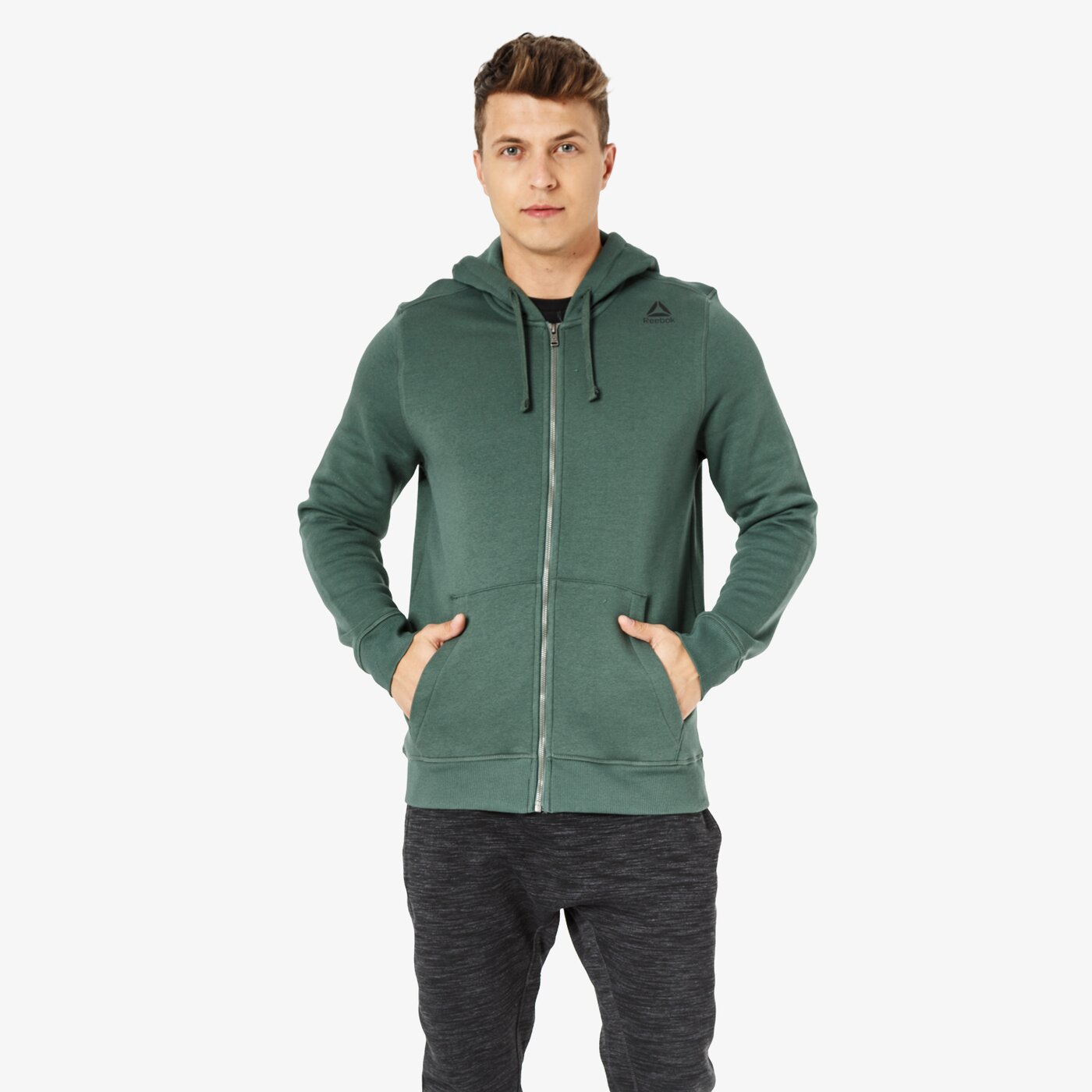 Bluza męska REEBOK BLUZA EL FLEECE FZ d94205 kolor khaki