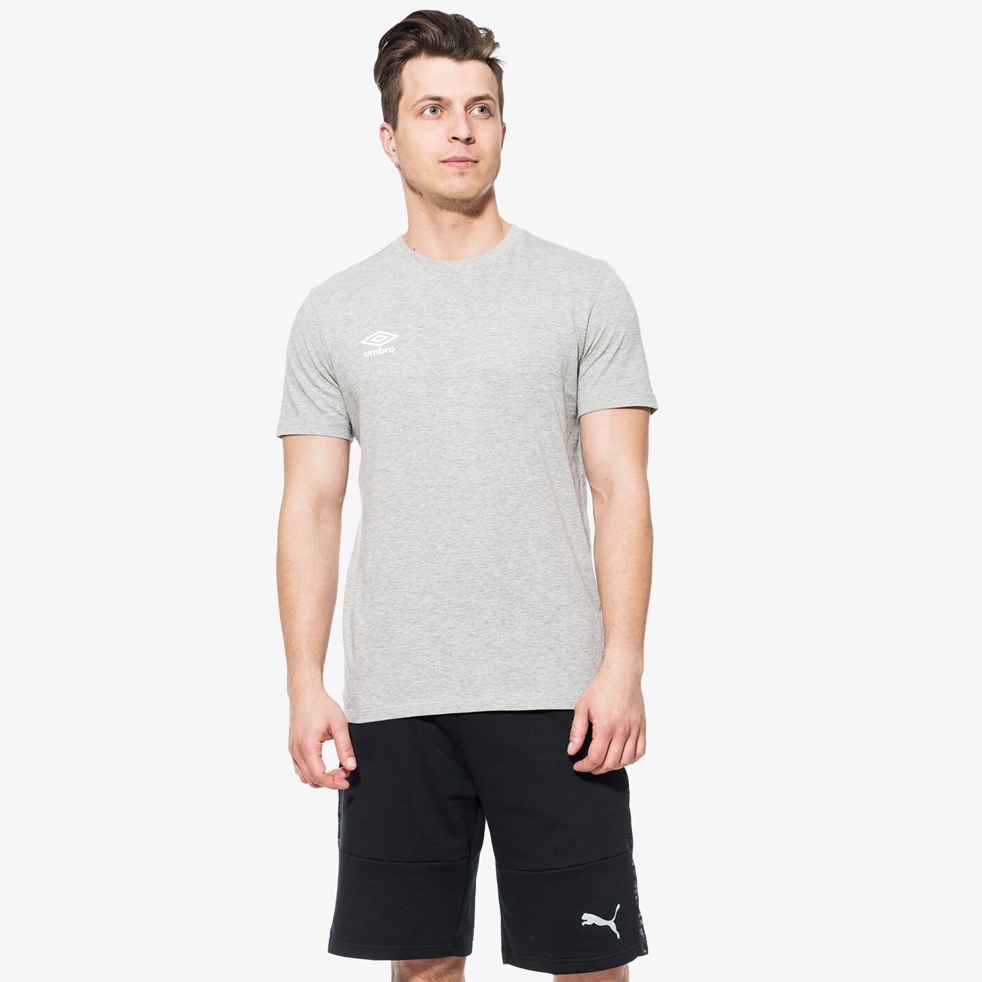 Koszulka męska UMBRO T-SHIRT SS COTTON SMALL LOGO 64887up12 kolor szary