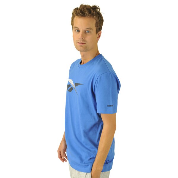 Koszulka męska REEBOK T-SHIRT VECTOR STRIPE T BUFF BLUE o44866 kolor niebieski