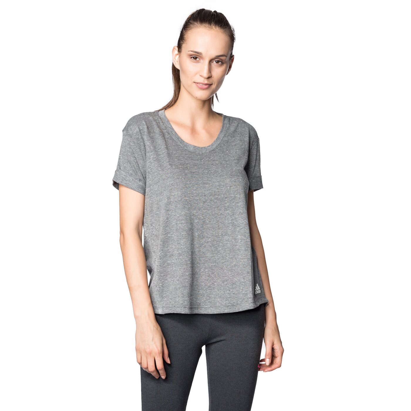 Koszulka damska ADIDAS T-SHIRT SS 3S BOYFRIEND ay0183 kolor szary