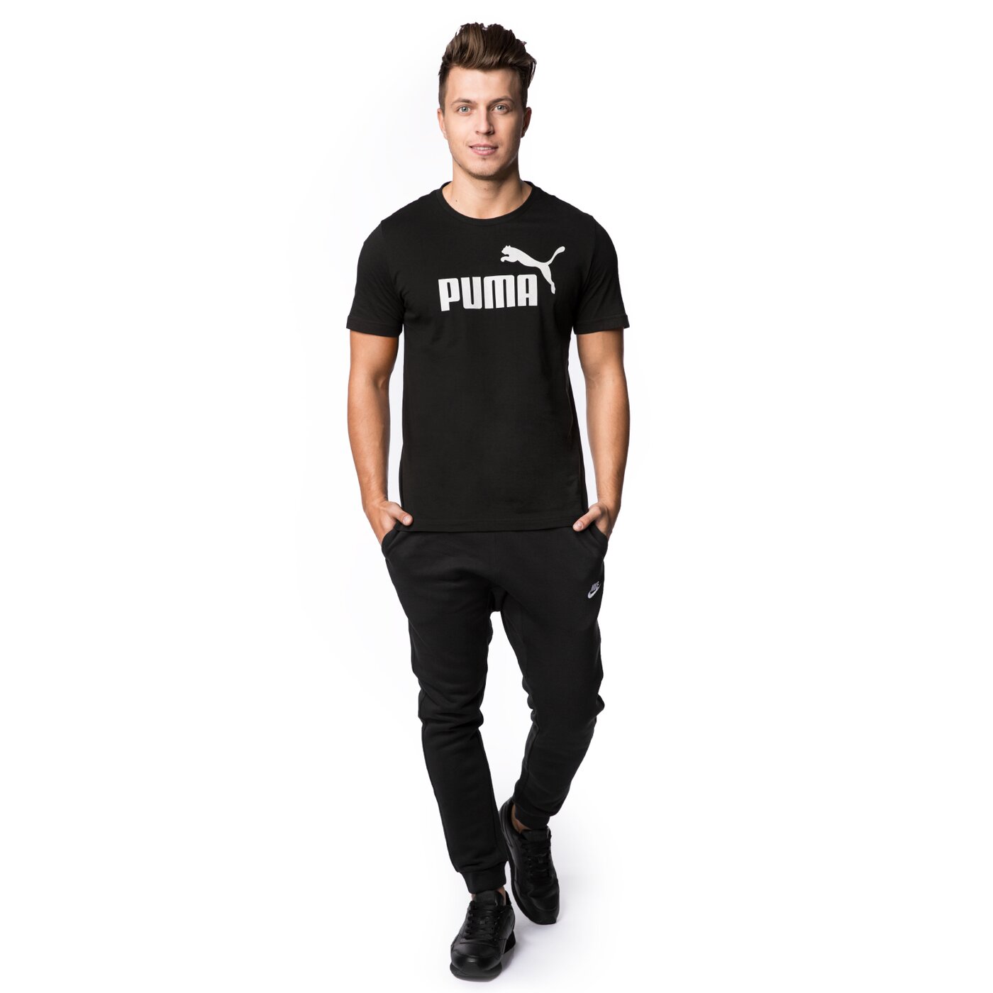 Koszulka męska PUMA T-SHIRT ESS NO.1 LOGO TEE 83824127 kolor czarny