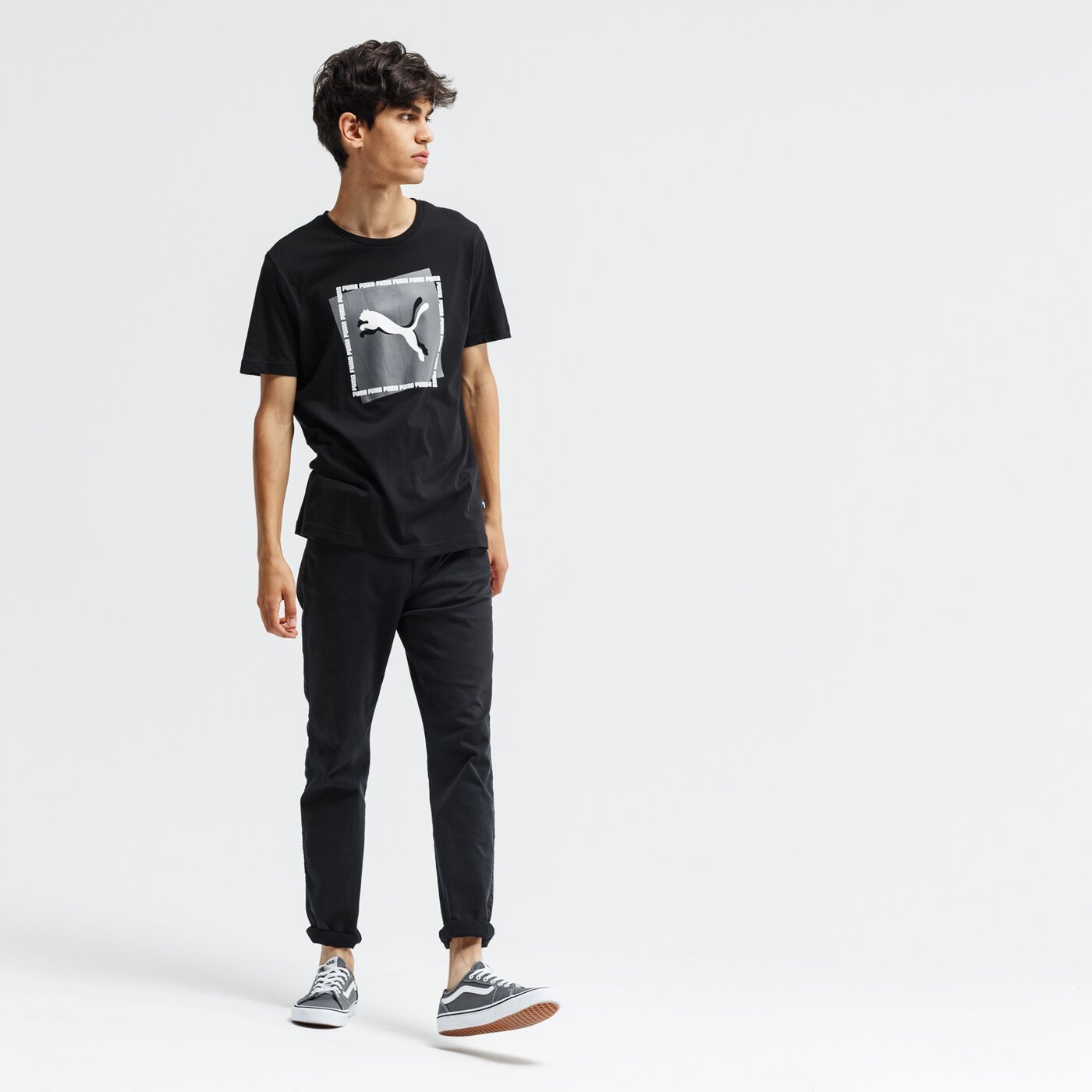 Koszulka męska PUMA T-SHIRT SS CAT BRAND GRAPHIC 58018601 kolor czarny