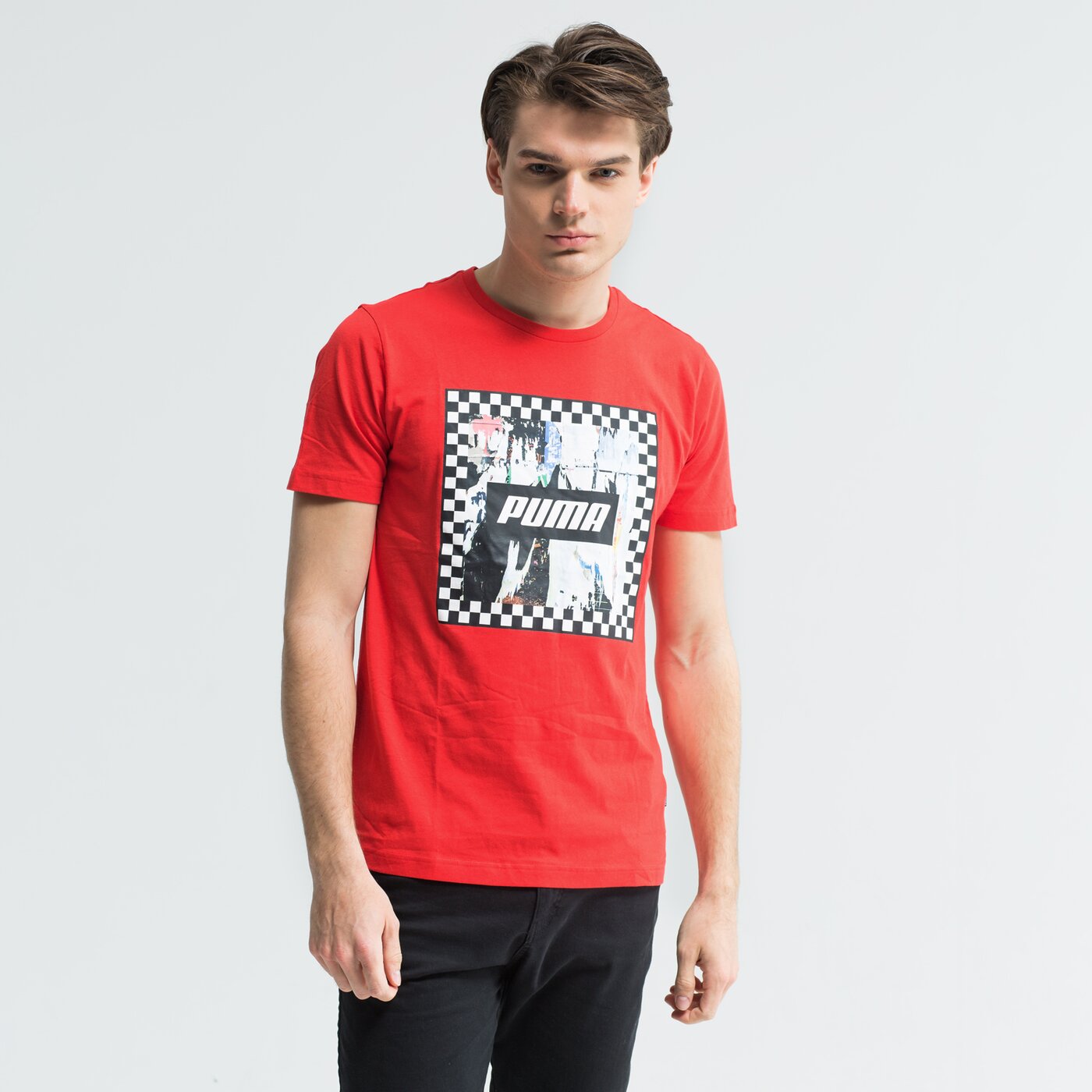 Koszulka męska PUMA T-SHIRT SS CHECK GRAPHIC 85407311 kolor czerwony