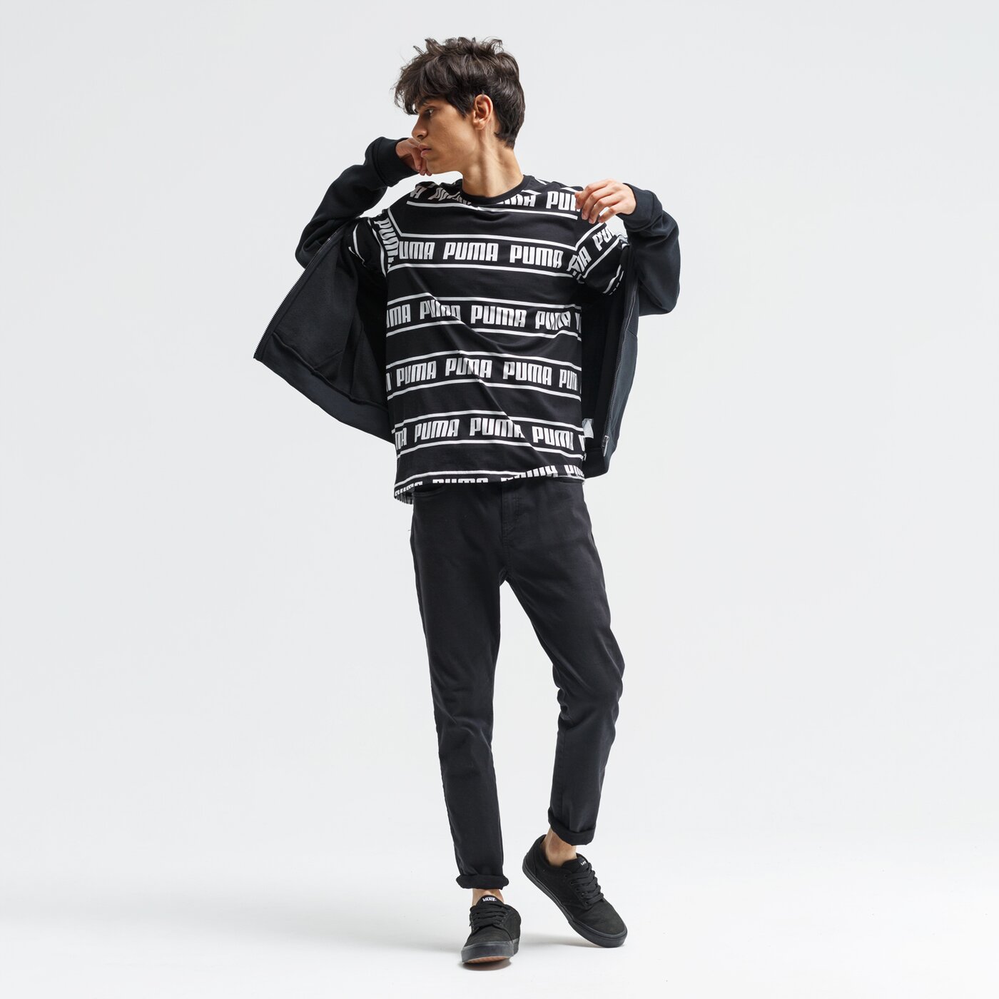 Bluza męska PUMA BLUZA AMPLIFIED CREW FL 58043301 kolor czarny