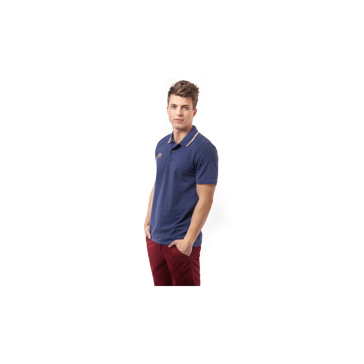 Koszulka polo męska UMBRO POLO TIPPED PIQUE 62589ucwl kolor granatowy
