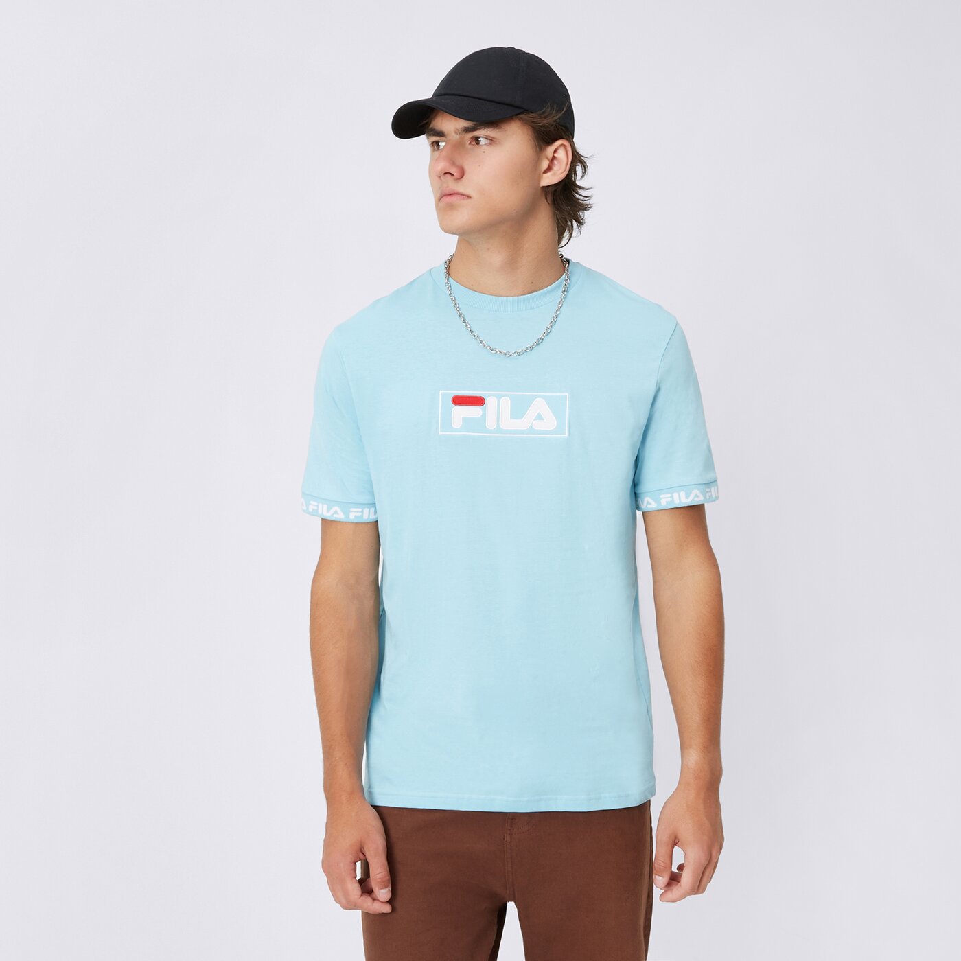 FILA TSHIRT SQUADS TAPE TSHIRT (SS21JDM006) niebieski Męskie