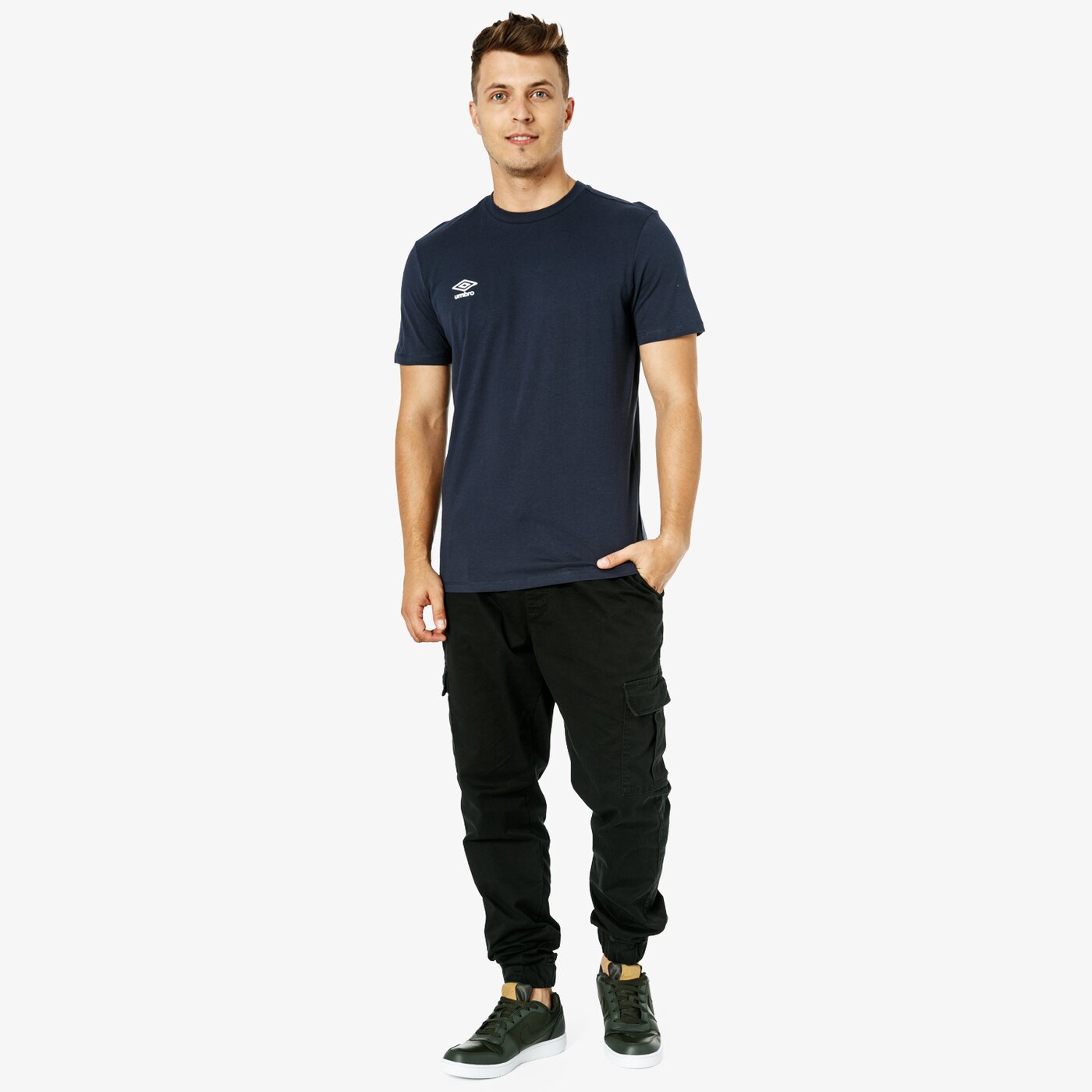Koszulka męska UMBRO T-SHIRT SS FW SMALL LOGO COTTON 65093u-y70 kolor granatowy