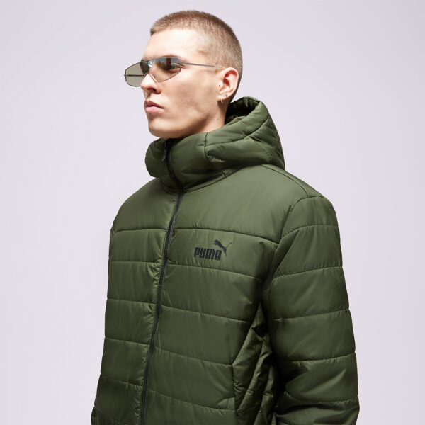 Kurtka zimowa męska PUMA KURTKA ZIMOWA ESS HOODED PADDED 84893831 kolor zielony