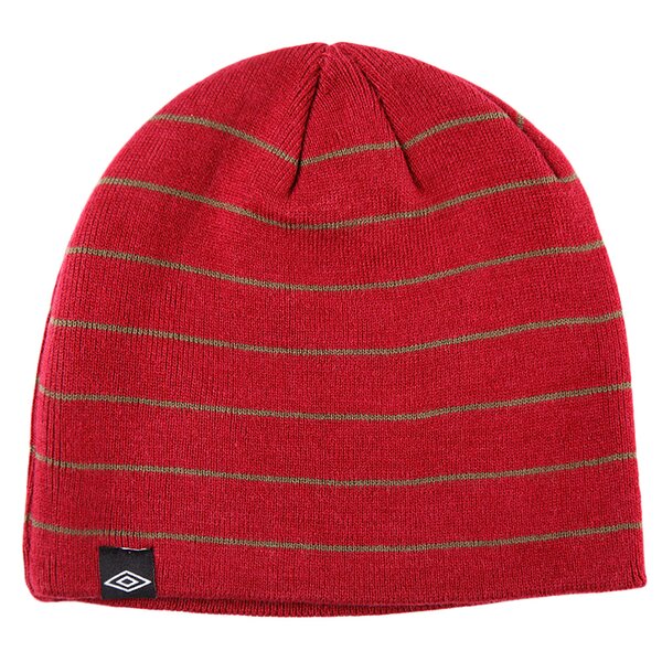 Czapka zimowa damska UMBRO CZAPKA NARROW STRIPES BEANIE DRK RED/KHAKI ul33cau12b kolor bordowy