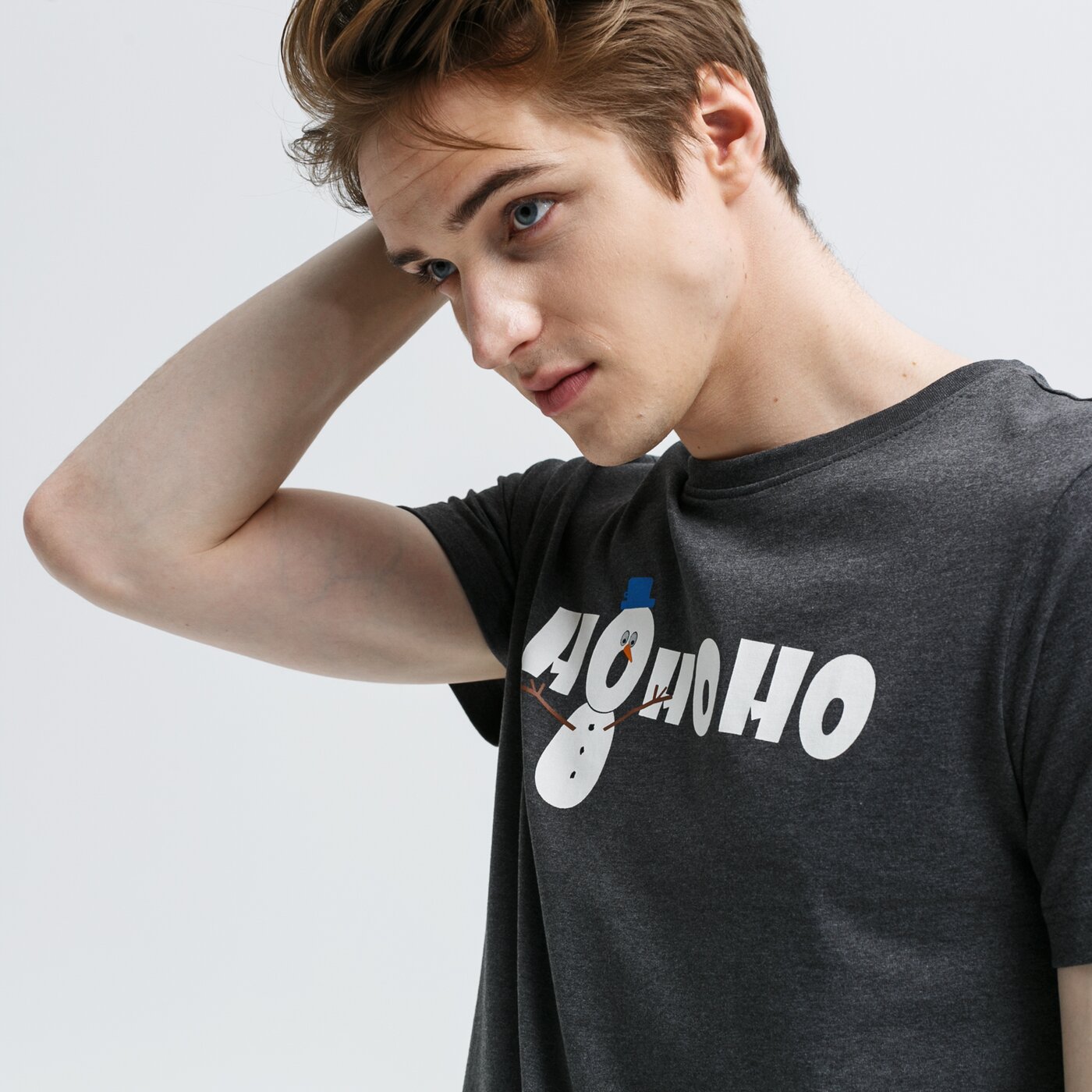 Koszulka męska FEEWEAR T-SHIRT SNOW HOHOHO fw39tsm72001 kolor szary