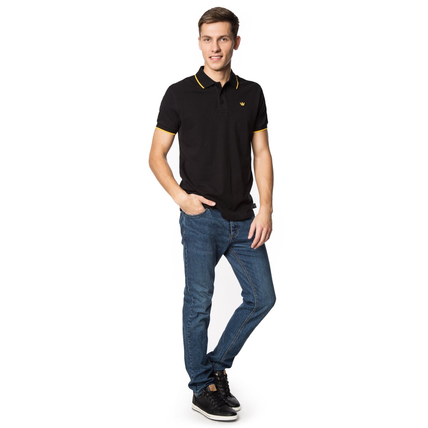 Koszulka polo męska LONSDALE POLO OXFORD 115286100 kolor czarny