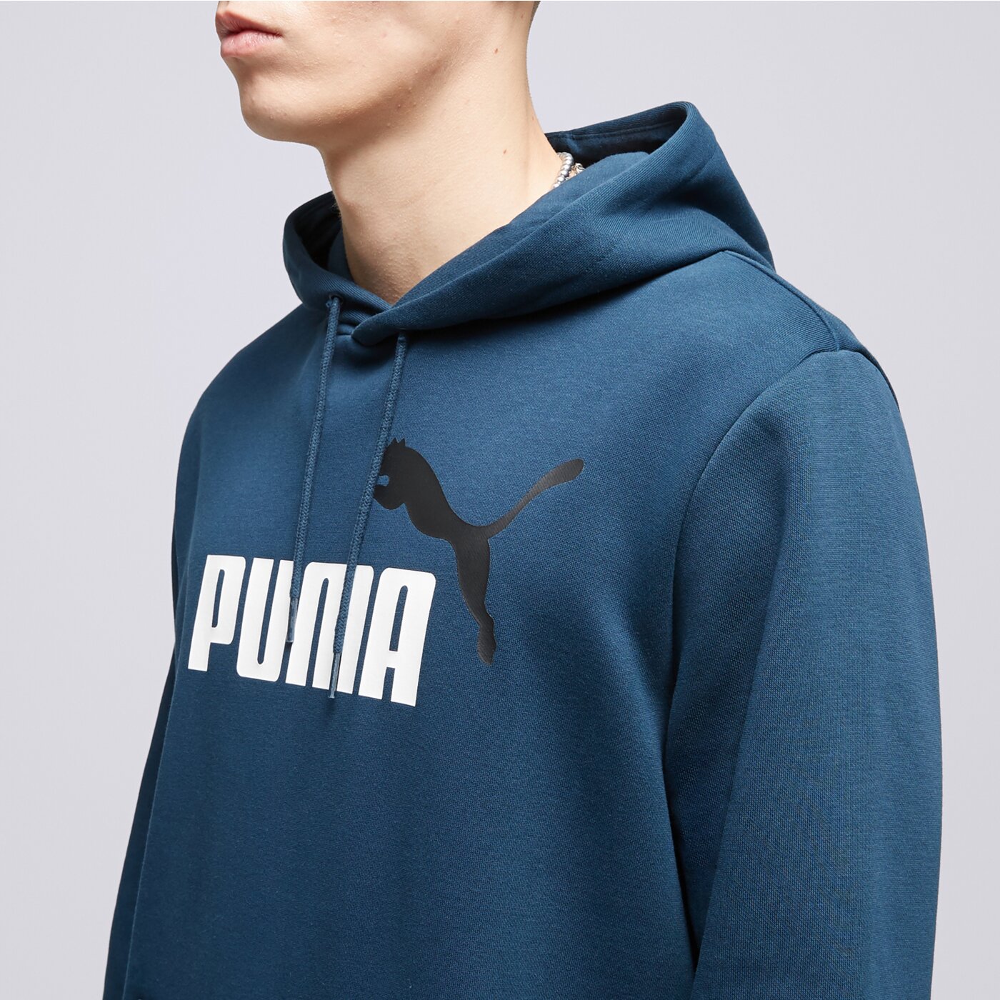 Bluza męska PUMA BLUZA Z KAPTUREM CORE LL HD MARINA BLUE 58676471 kolor niebieski