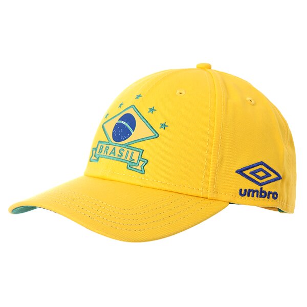 Czapka z daszkiem damska UMBRO CZAPKA Z DASZKIEM 2014 BRASIL FREESIA PEPPER GREEN 62357u3ao kolor żółty