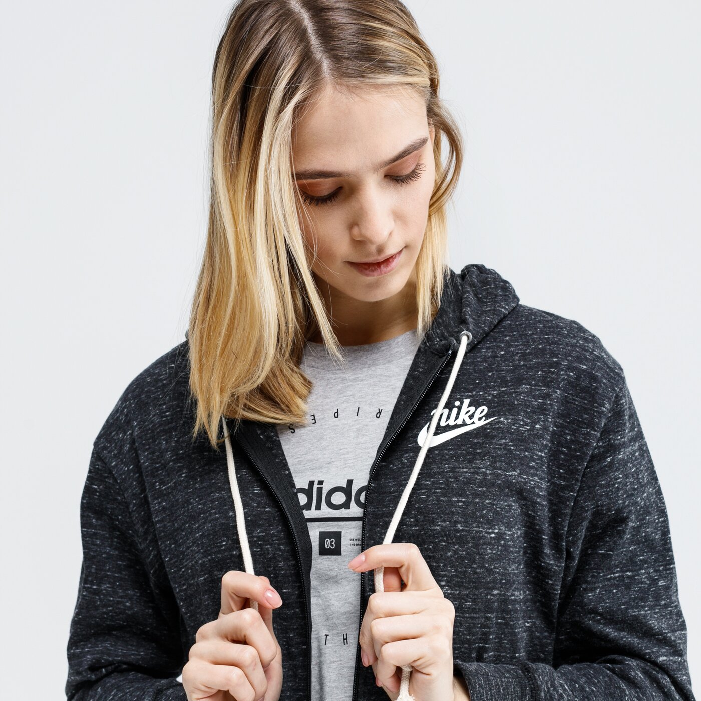 Bluza damska NIKE BLUZA ROZPINANA Z KAPTUREM W NSW GYM VNTG FZ cj1694-010 kolor czarny