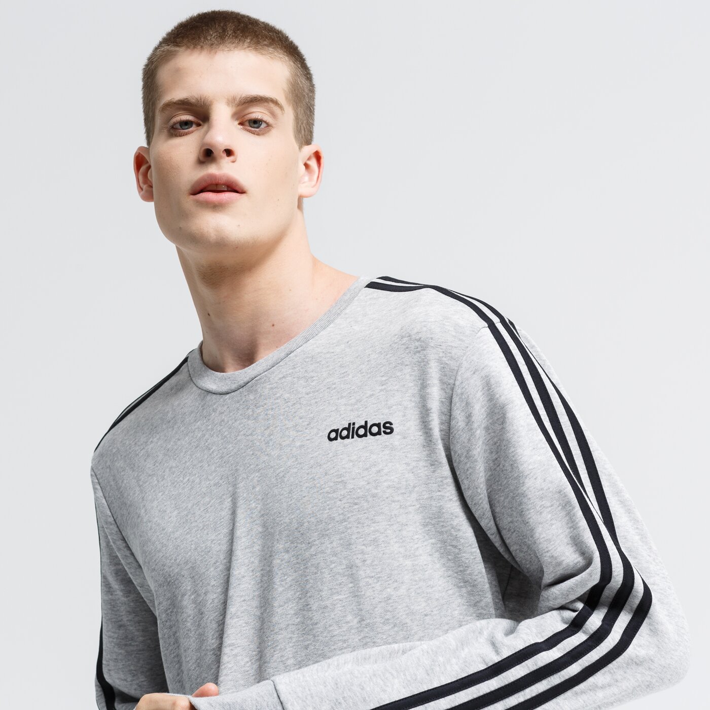 Bluza męska ADIDAS BLUZA E 3S CREW FT du0486 kolor szary