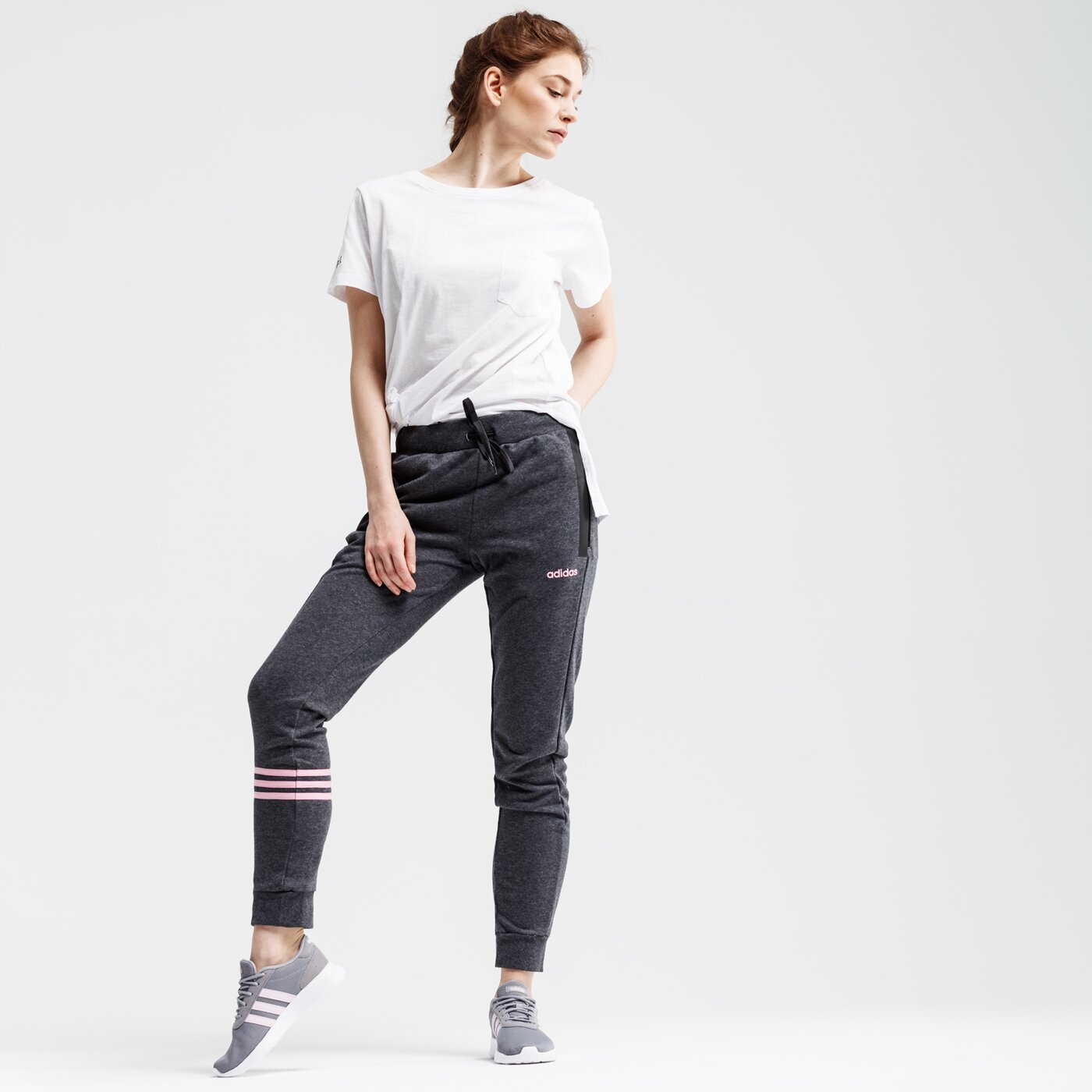 Spodnie dresowe damskie ADIDAS SPODNIE W E MO du0712 kolor szary