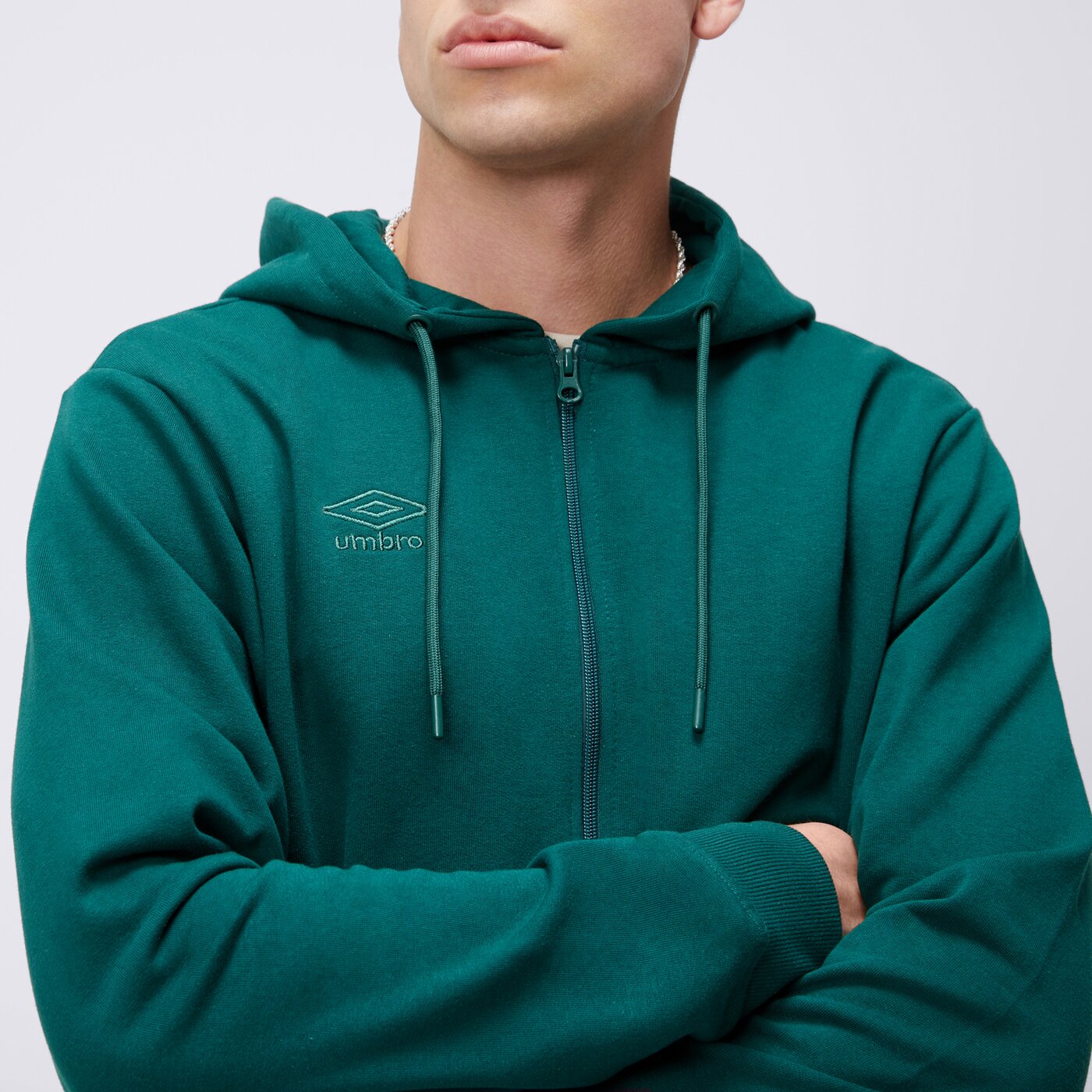 Bluza męska UMBRO BLUZA ROZPINANA Z KAPTUREM GALLO II ul125blm90002 kolor zielony