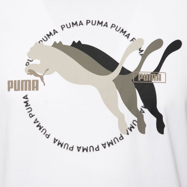 Koszulka męska PUMA T-SHIRT GRAPHICS MULTIPLE CAT LOGO 68482602 kolor biały