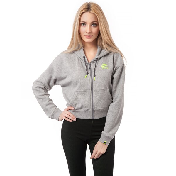 Bluza damska NIKE BLUZA NTF CROP FZ HOODY 649701063 kolor szary