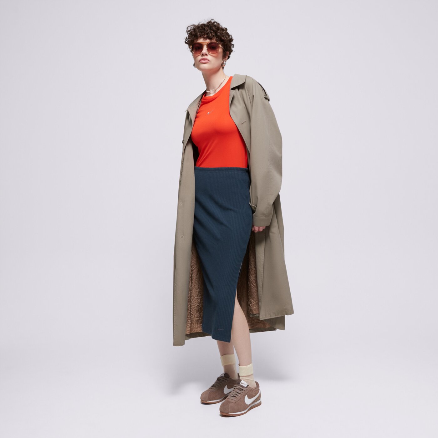 Sukienka damska NIKE SPÓDNICZKA W NSW NK CHLL KNT RIB MD SKIRT fq1636-478 kolor granatowy