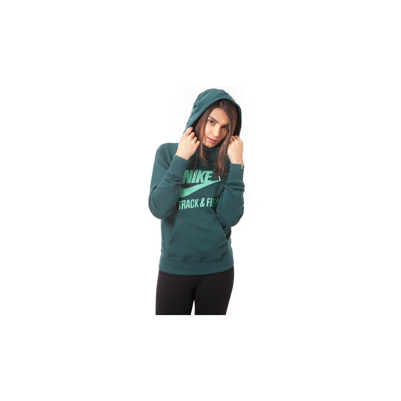 Bluza damska NIKE BLUZA RU FLY PO FUNNEL HOODY 646521374 kolor zielony