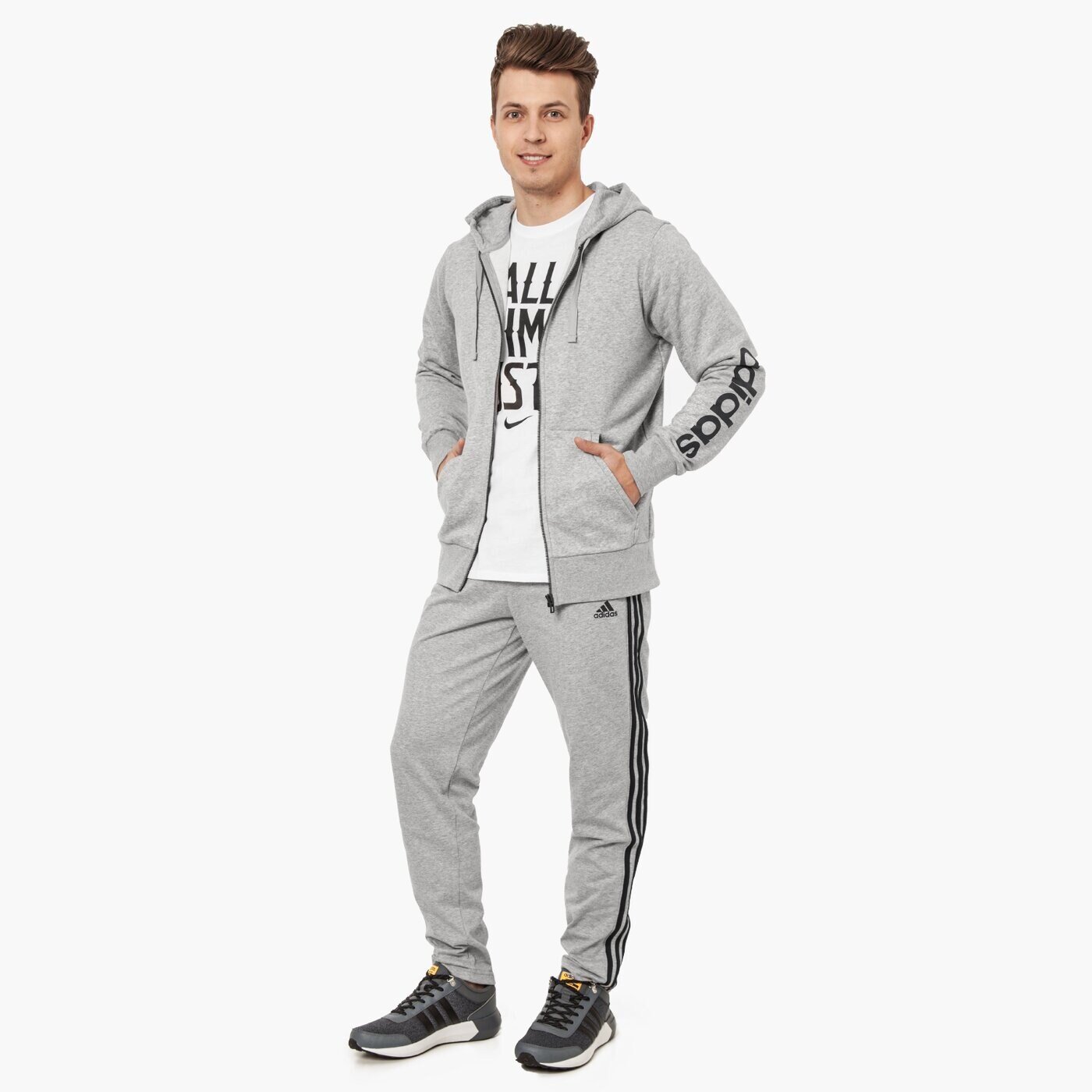 Spodnie dresowe męskie ADIDAS SPODNIE ESS 3S T PNT SJ bk7415 kolor szary