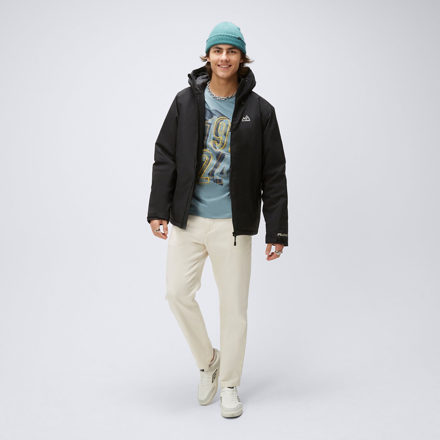 Kurtka zimowa męska FILA KURTKA ZIMOWA ROZPINANA Z KAPTUREM LAMBROS fw23pdm004000 kolor czarny