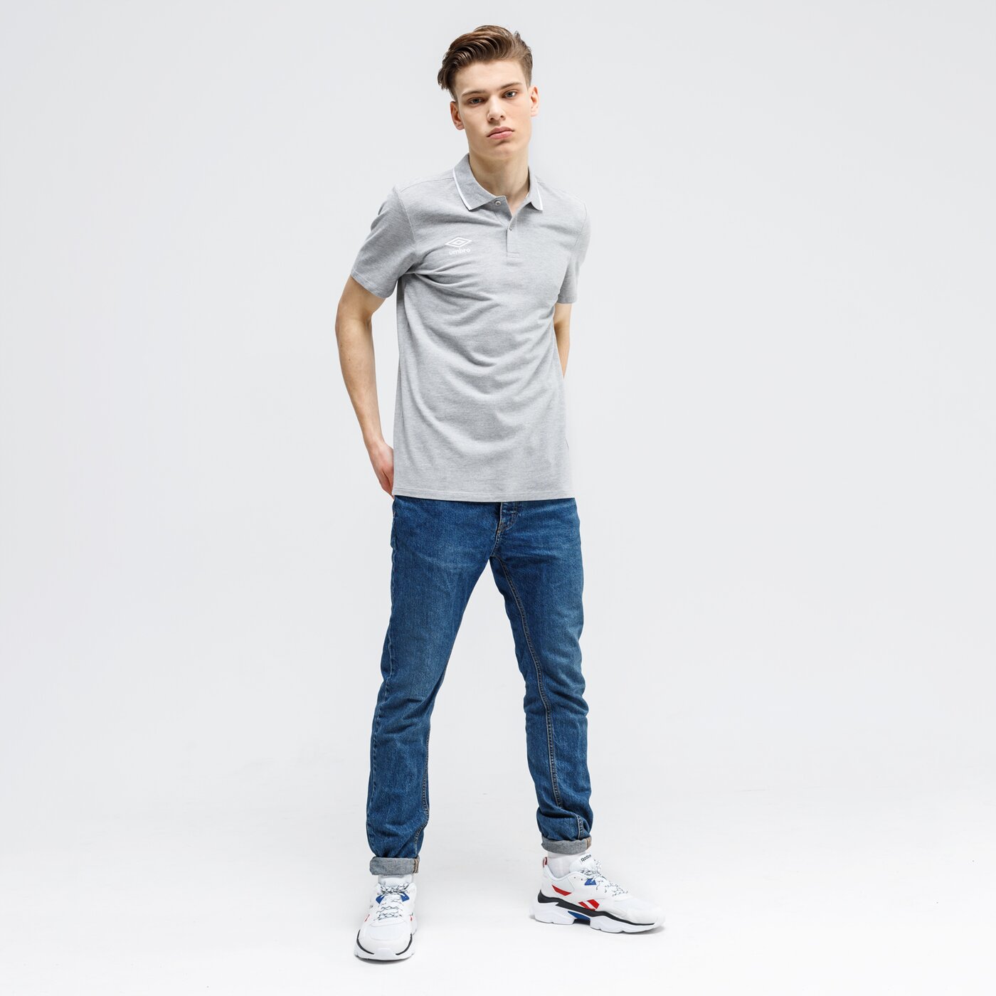 Koszulka polo męska UMBRO POLO FW PIQUE POLO 65703u-263 kolor szary