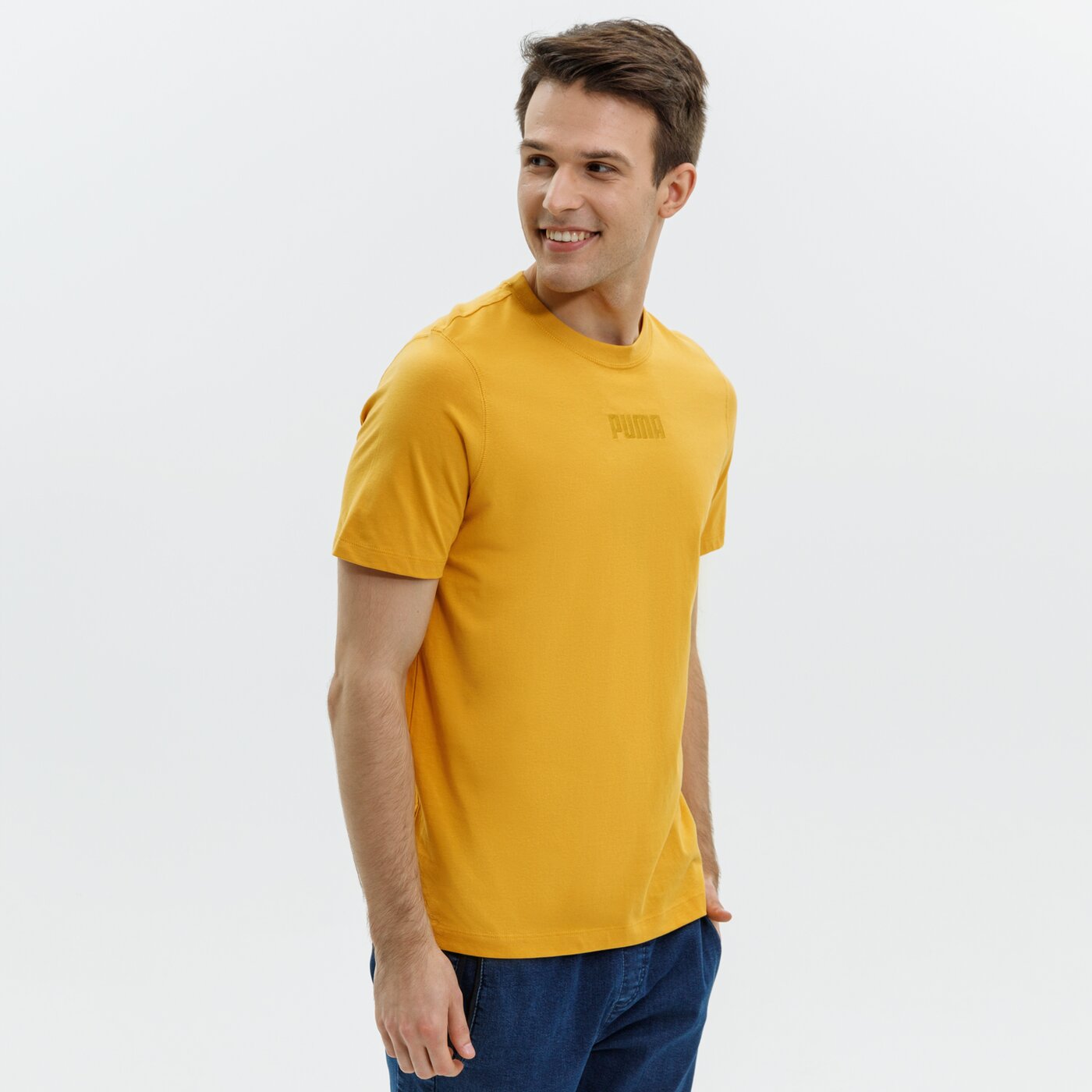 Koszulka męska PUMA T-SHIRT MODERN BASICS TEE - MINERAL YELLOW 58934537 kolor żółty