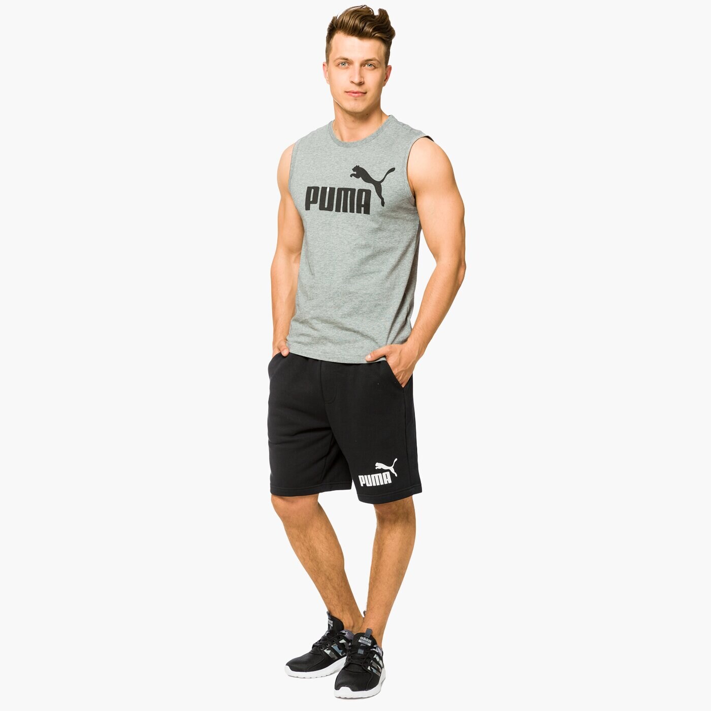 Tank top męski PUMA TANK ESS NO1 SL TEE 83824003 kolor szary