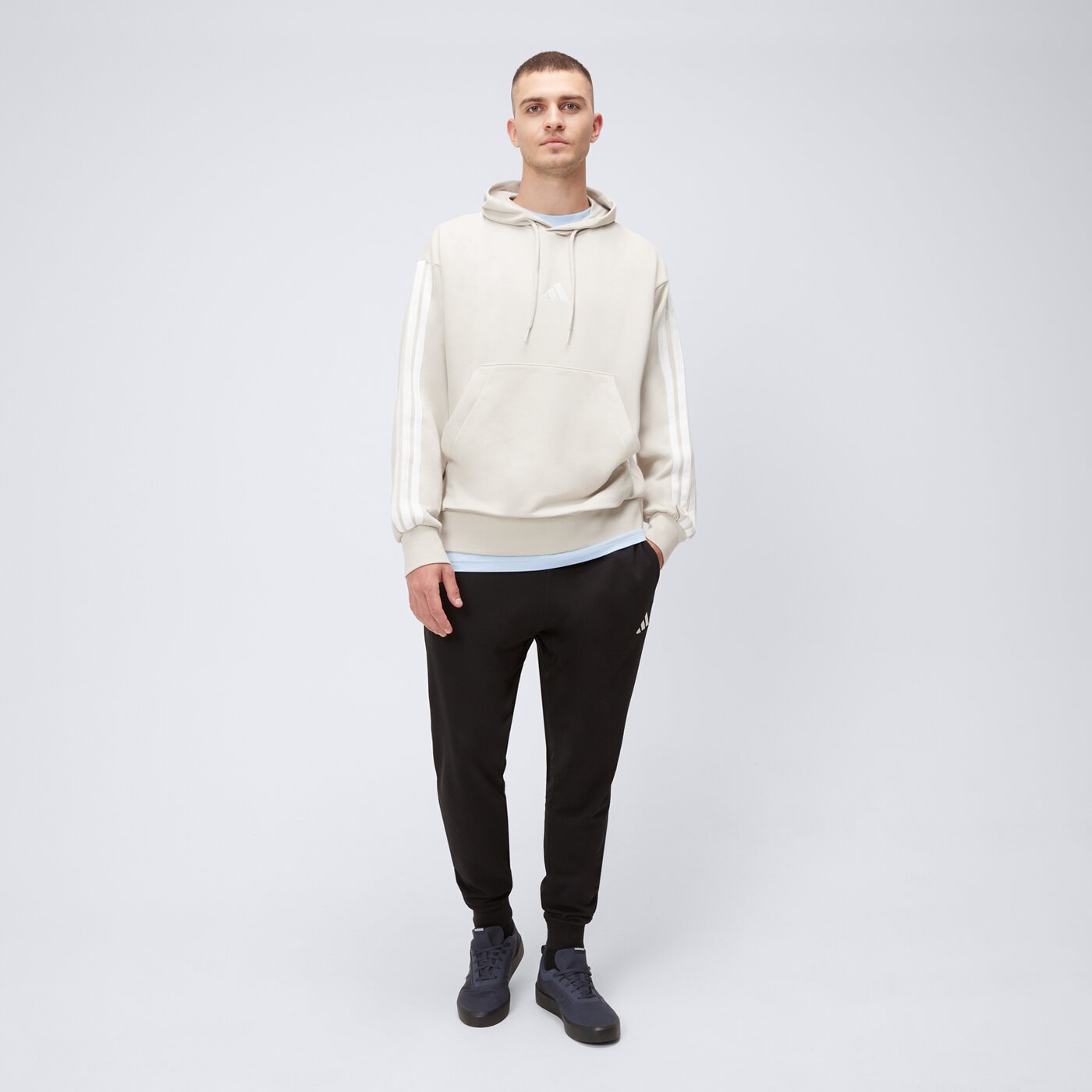 Bluza męska ADIDAS BLUZA Z KAPTUREM M 3S FT HD je6367 kolor beżowy