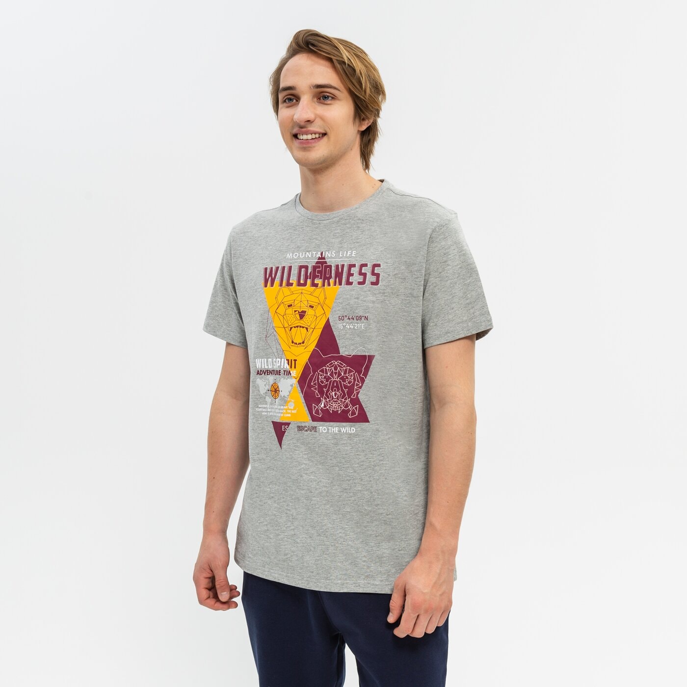 Koszulka męska UP8 T-SHIRT AMECA up322tsm33001 kolor szary