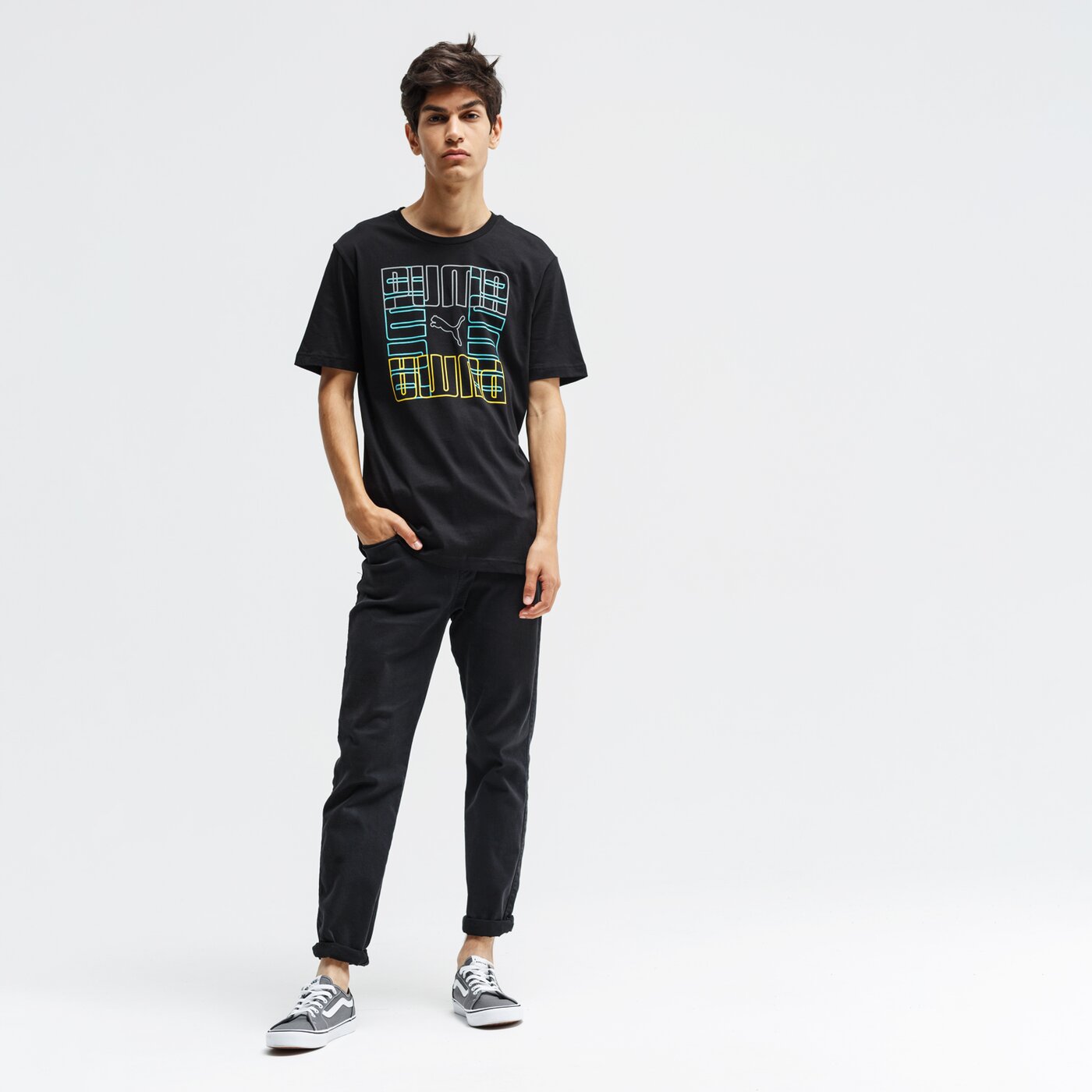 Koszulka męska PUMA T-SHIRT SS PUMA GRAPHIC 58018901 kolor czarny