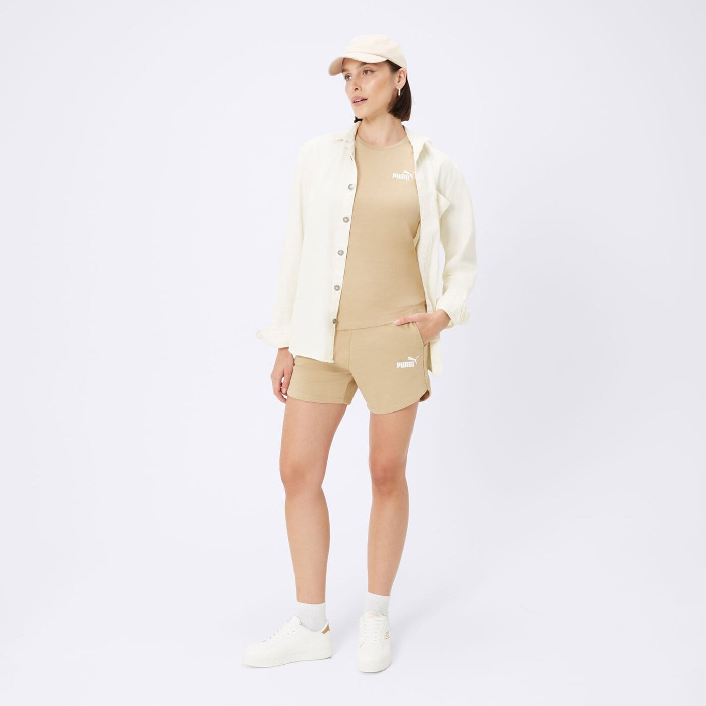 Spodenki damskie PUMA SZORTY ESS 5" HIGH WAIST TR 848339 83 kolor beżowy