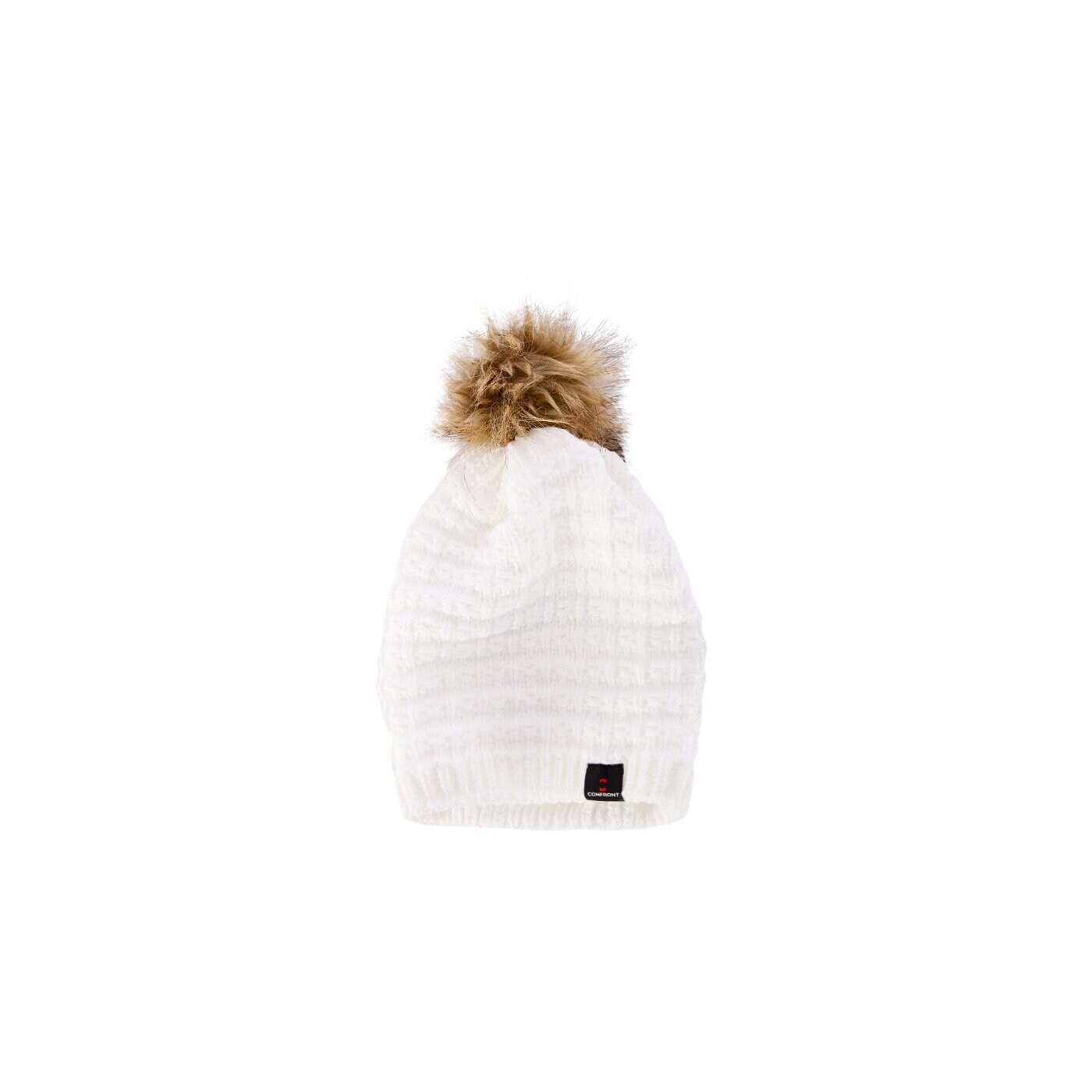 Czapka zimowa damska CONFRONT CZAPKA ZIMOWA SHORT WHITE KNIT POMPOM cf33cad03 kolor biały