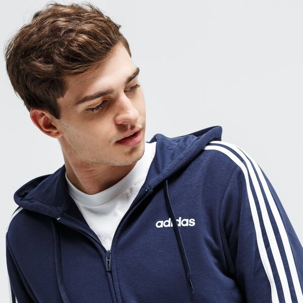 Bluza męska ADIDAS BLUZA ROZPINANA Z KAPTUREM E 3S FZ FT du0471 kolor granatowy