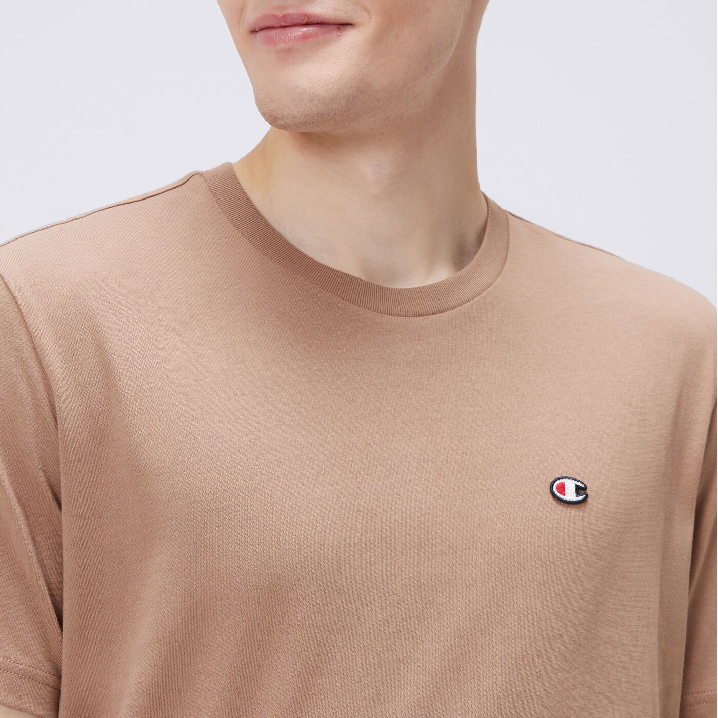 Koszulka męska CHAMPION T-SHIRT CREWNECK TEE 220453ms112 kolor beżowy