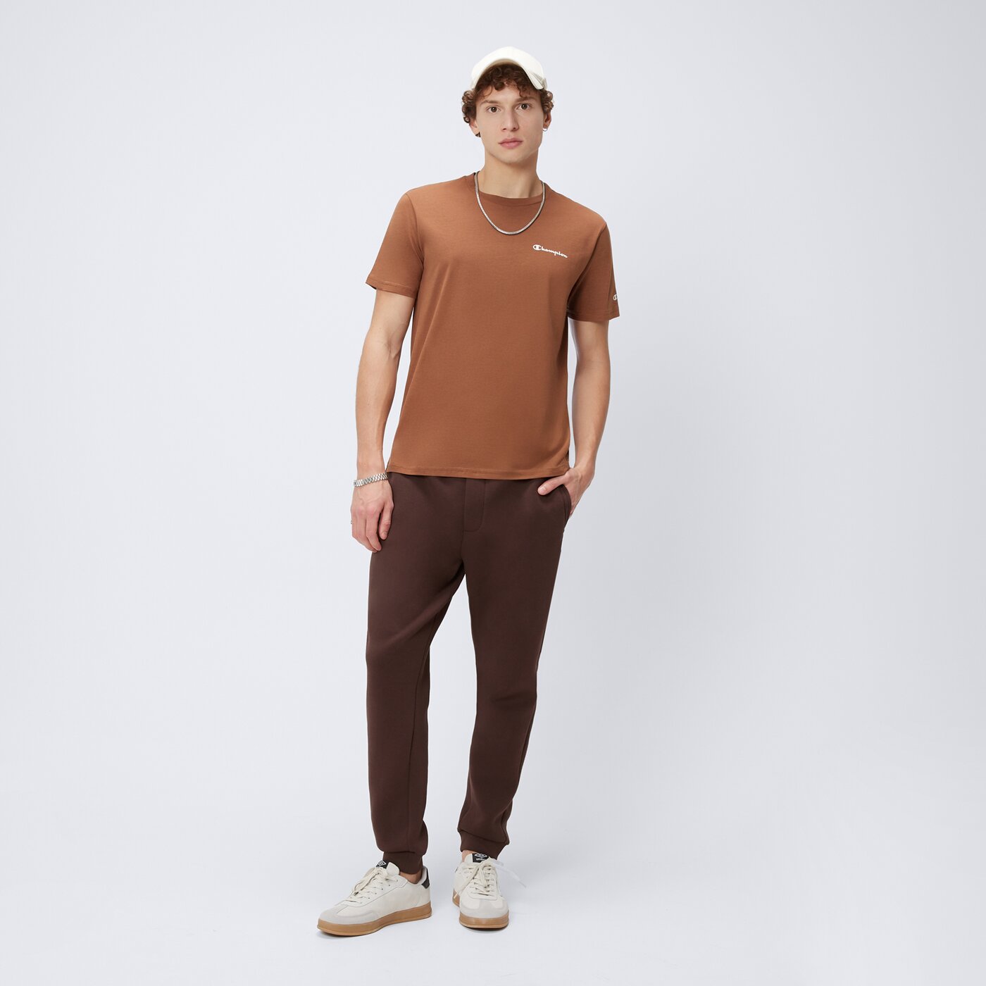 Koszulka męska CHAMPION T-SHIRT CREWNECK T-SHIRT 218281ms519 kolor brązowy