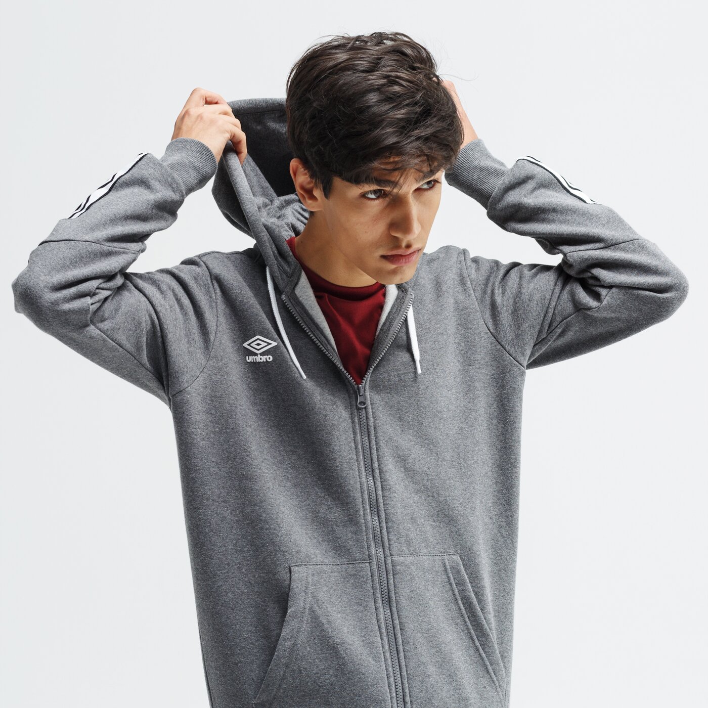 Bluza męska UMBRO BLUZA FZ FLEECE WITH CUFF TAPING 55193u-77n kolor szary