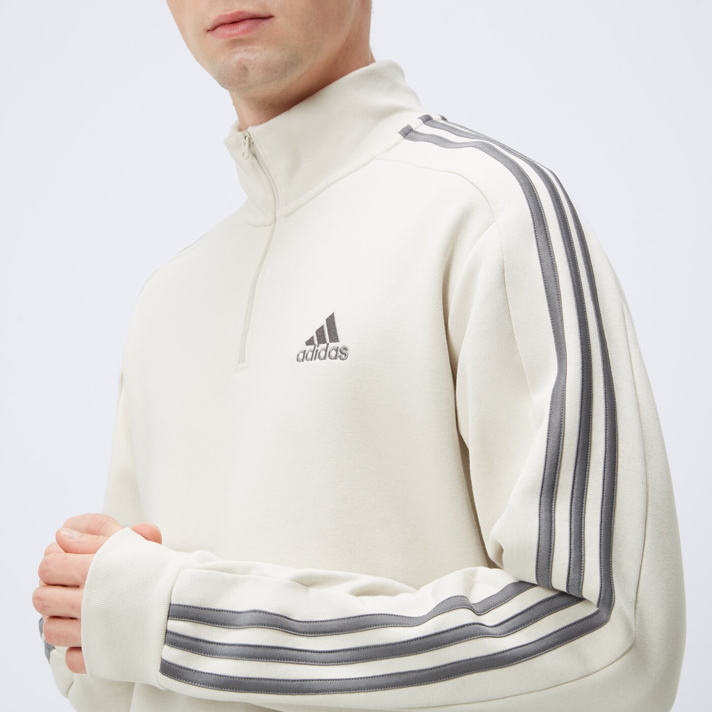 Bluza męska ADIDAS BLUZA ROZPINANA M 3S FL 1/4 Z ix0173 kolor beżowy